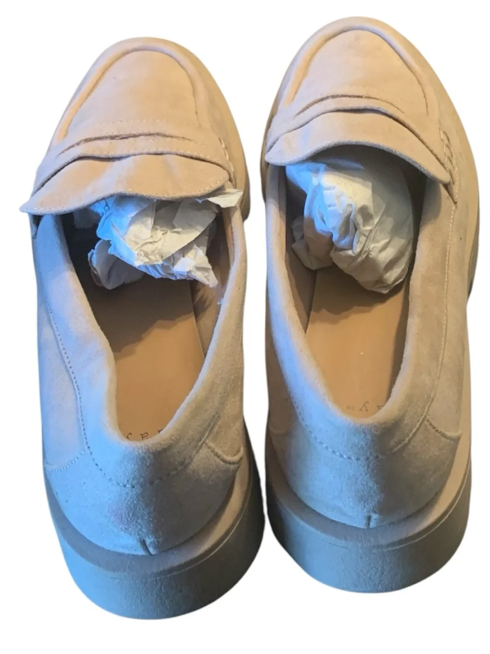A New Day Beige Suede Platform Lug Sole Loafers Size 7